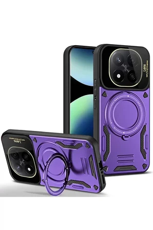 Newface Xiaomi Redmi Note 14 Pro 5g Kılıf Joy Lens Standlı Kapak - Mor