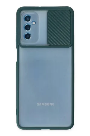 Newface Samsung Galaxy M52 5g Kılıf Palm Buzlu Kamera Sürgülü Silikon - Yeşil