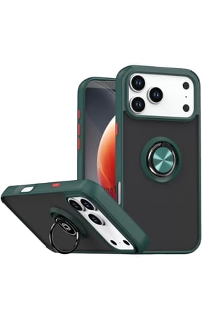 Newface Apple İphone 17 Pro Montreal Yüzüklü Silikon Kapak - Yeşil