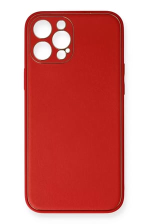Newface Apple İphone 12 Pro Kılıf Coco Deri Silikon Kapak - Kırmızı