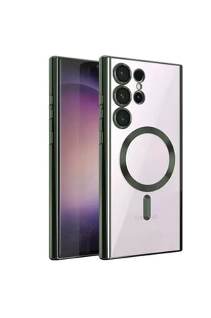 Newface Samsung Uyumlu Galaxy S Ultra Kılıf Kross Magneticsafe Kapak - Koyu Yeşil