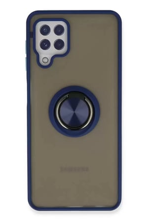 Newface Samsung Uyumlu Galaxy A Kılıf Montreal Yüzüklü Silikon Kapak - Lacivert