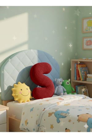 Peluş S Harf yastık , dekoratif kırlent , bordo teddy kumaş, büyük boy 50 cm