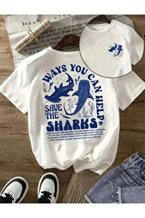 ways you can help shark baskılı oversize o yaka tişört