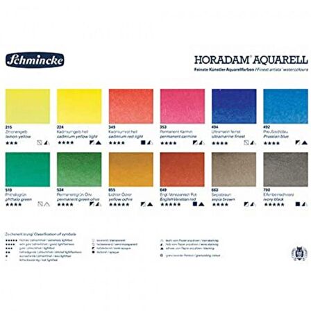 Schmincke Horadam Aquarell Sulu Boya 12'li Metal Set (Yarım Tablet)