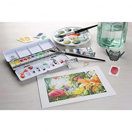 Schmincke Horadam Aquarell Sulu Boya 24'lü Metal Set (Yarım Tablet)