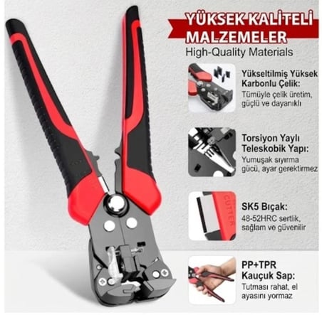 Otomatik Sıyırma Pensesi, Kendinden Ayarlanabilir Kesme Pensesi, Sıyırıcı/Kesme/Sıkma, Soyma ve Kesme
