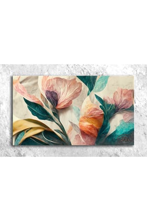 Tekli Yatay Kanvas Tablo, Pastel Renklerde Çiçek, HD Digital Baskı, Dekoratif Kanvas Duvar Tablosu