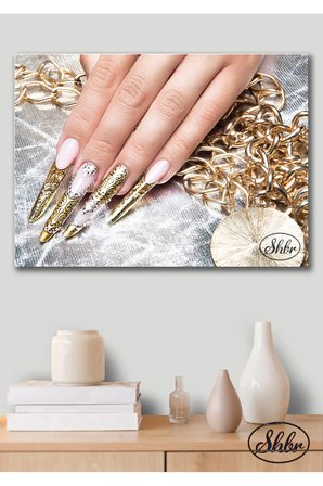 Tekli Yatay Kanvas Tablo, Kuaför, Güzellik Salonu, Nail Art, Dekoratif Kanvas Duvar Tablosu