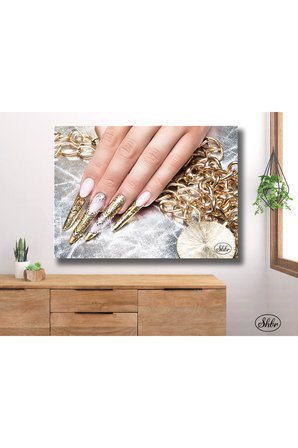 Tekli Yatay Kanvas Tablo, Kuaför, Güzellik Salonu, Nail Art, Dekoratif Kanvas Duvar Tablosu
