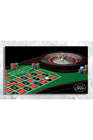 Tekli Yatay Kanvas Tablo, Rulet Masası, Casino, Dekoratif Kanvas Duvar Tablosu
