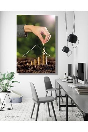 Tekli Dikey Kanvas Tablo Emlakçı, Emlak Ofisi, İnşaat, Gyo, Dekoratif Kanvas Duvar Tablosu