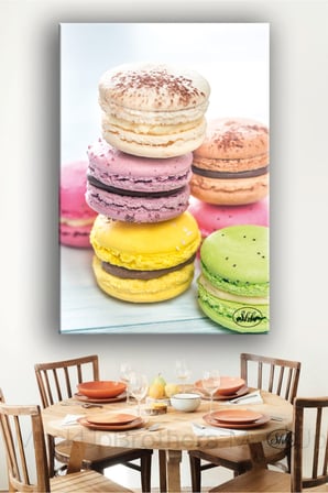 Tekli Dikey Kanvas Tablo Renkli Fransız Makoranlar Macaroons Kanvas Duvar Tablosu