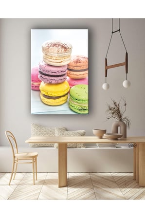 Tekli Dikey Kanvas Tablo Renkli Fransız Makoranlar Macaroons Kanvas Duvar Tablosu