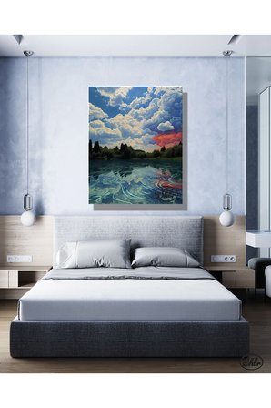 Tekli Dikey Kanvas Tablo, Yağlı Boya Efektli Doğa, Van Gogh, Dekoratif Kanvas Duvar Tablosu