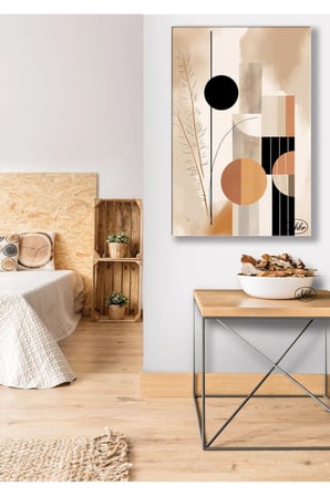 Tekli Dikey Kanvas Tablo Bohem Tasarım Modern Minimalist Doğal Renkler Kanvas Duvar Tablosu