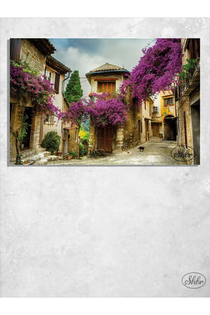 Tekli, Yatay, Kanvas, Dekoratif, Duvar, Tablosu , Alaçatı, Begonvil Sokağı,