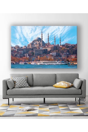 Tekli Yatay Kanvas Tablo Süleymaniye Cami Manzarası Kanvas Duvar Tablosu