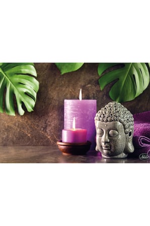 Tekli Yatay Kanvas Tablo Renkli Mumlar Ve Buda Fengshui Spa Dekoratif Kanvas Duvar Tablosu