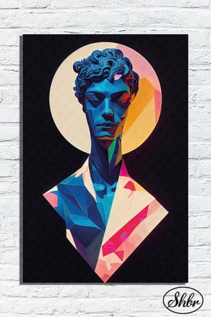 Tekli Dikey Kanvas Dekoratif Duvar Tablosu Modern Sanat Yunan Heykeli İllüstrasyon