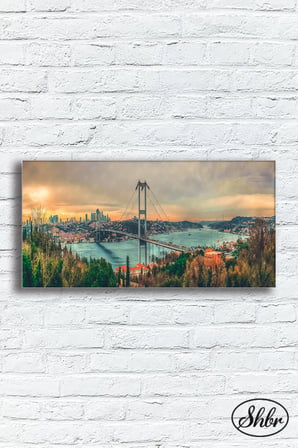 Tekli Yatay Kanvas Dekoratif Duvar Tablosu Salon Yatak Odası Mutfak Kafe Ofis Boğaz Köprüsü
