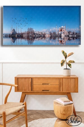Tekli Yatay Kanvas Dekoratif Duvar Tablosu Salon Yatak Odası Mutfak Kafe Ofis İstanbul Boğazı