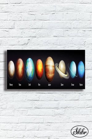 Tekli Yatay Kanvas Dekoratif Duvar Tablosu Salon Yatak Odası Mutfak Kafe Ofis Gezegenler