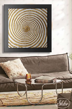 Tekli Kare Kanvas Duvar Tablosu Salon Yatak Odası Mutfak Kafe Ofis Gold Geometrik Desenler