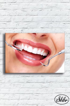 Tekli Yatay Dekoratif Kanvas Tablo Dişçi Ağız Ve Diş Sağlığı Poliklinik Hastahane Diş Bakımı