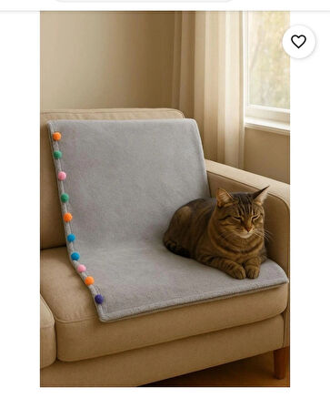 ponponlu kedi ve köpek battaniye örtüsü yatağı minderi sıcacık yumuşak 