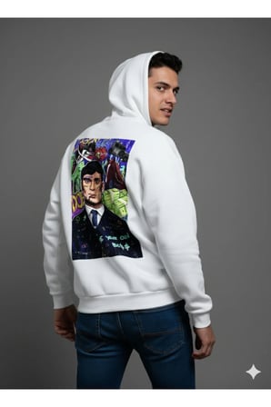 Lenithra Thomas Shelby Sırt Baskılı Unisex Oversize Hoodie Beyaz / XL