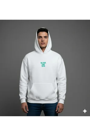 Lenithra Thomas Shelby Sırt Baskılı Unisex Oversize Hoodie Beyaz / XL