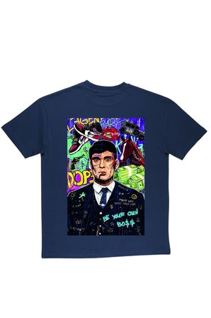 Lenithra Thomas Shelby Sırt Baskılı Unisex Oversize T-shirt Füme / L