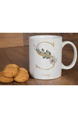 Kişiye Özel Harf  ve İsim Yazdırılabilir Baskılı Kupa Barkdak