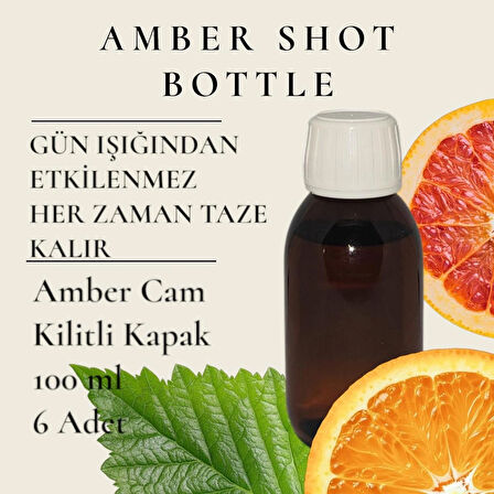 6 Adet Detox Şişesi Ginger Shot Amber Cam Çok Amaçlı 100ML