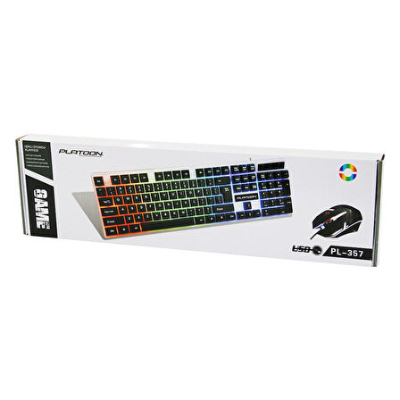 IŞIKLI   USB KABLOLU  OYUNCU KLAVYE - MOUSE  SET PL-357 (4593)