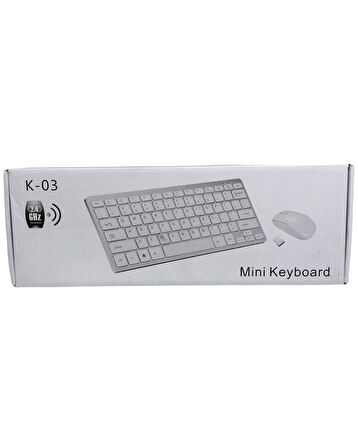 K-03 MİNİ BEYAZ WIRELESS KABLOSUZ KLAVYE MOUSE S PL-395 (4593)