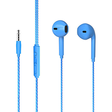 LECOO EH104BL 3.5MM JACKLI KABLOLU KULAK İÇİ MİKROFONLU MAVİ KULAKLIK (4593)