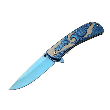 Kartal  Çift Mavi 20 cm Kamp / Outdoor Çakı 21cm - Yarı Otomatik, Kutulu