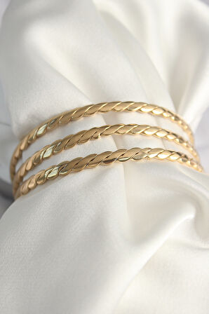 316L Çelik Gold Renk Burma Ajda Model Kadın Bileklik - TJ-BB6484