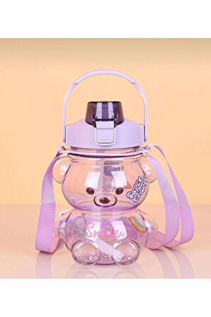 Smile Ayıcık Model Su Matarası Su Şişesi Suluk 1000ml Bpa Içermez Suluk 3d Sticker Hediye