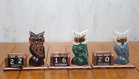 Ahşap Baykuş Takvim Büyük Boy