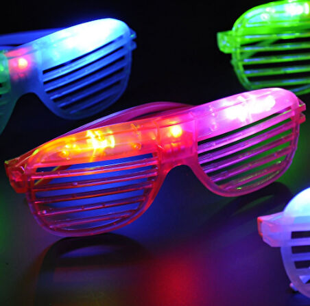 Led Işıklı Renkli Panjur Gözlük 12 Adet