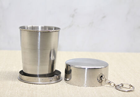 Katlanabilir Tekli Paslanmaz Çelik Shot Bardak 7 Cm