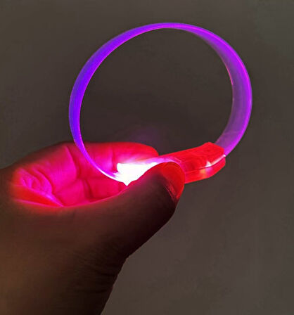 3 Modlu Pilli Led Işıklı Esnek Parti Bilekliği Pembe