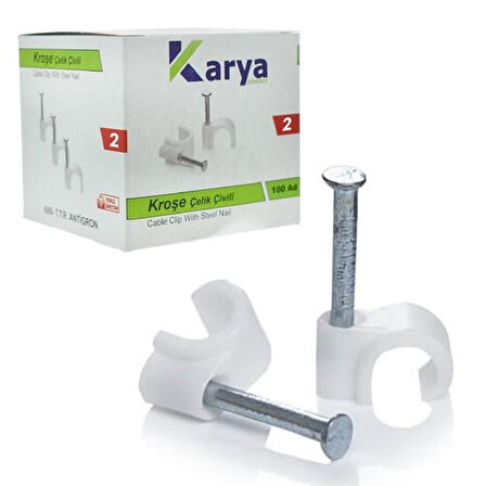 Karya 2 Numara 6 Mm Çelik Çivili Kroşe (100'Lü Paket)