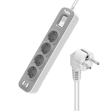 Vea Ve-Nova104 A Class 4'Lü Anahtarlı 1.5 Metre Grup Priz