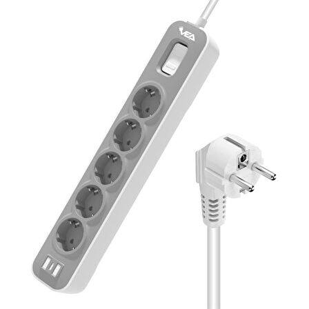 Vea Ve-Nova105 A Class 5'Li Anahtarlı 1.5 Metre Akım Korumalı Priz