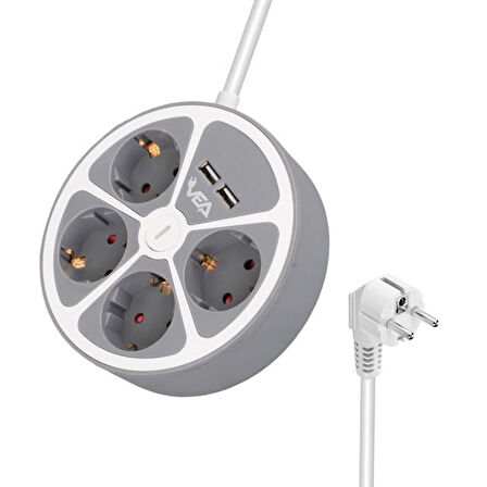 Vea Ve-G604Yu 4'Lü 2 Usb’Li Anahtarlı 1.5 Metre Grup Priz