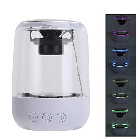Magicvoice Mv-24696 600 Mah Taşınabilir Rgb Mikrofonlu Aux-Tf-Bluetooth 3 Watt Hoparlör (Beyaz)